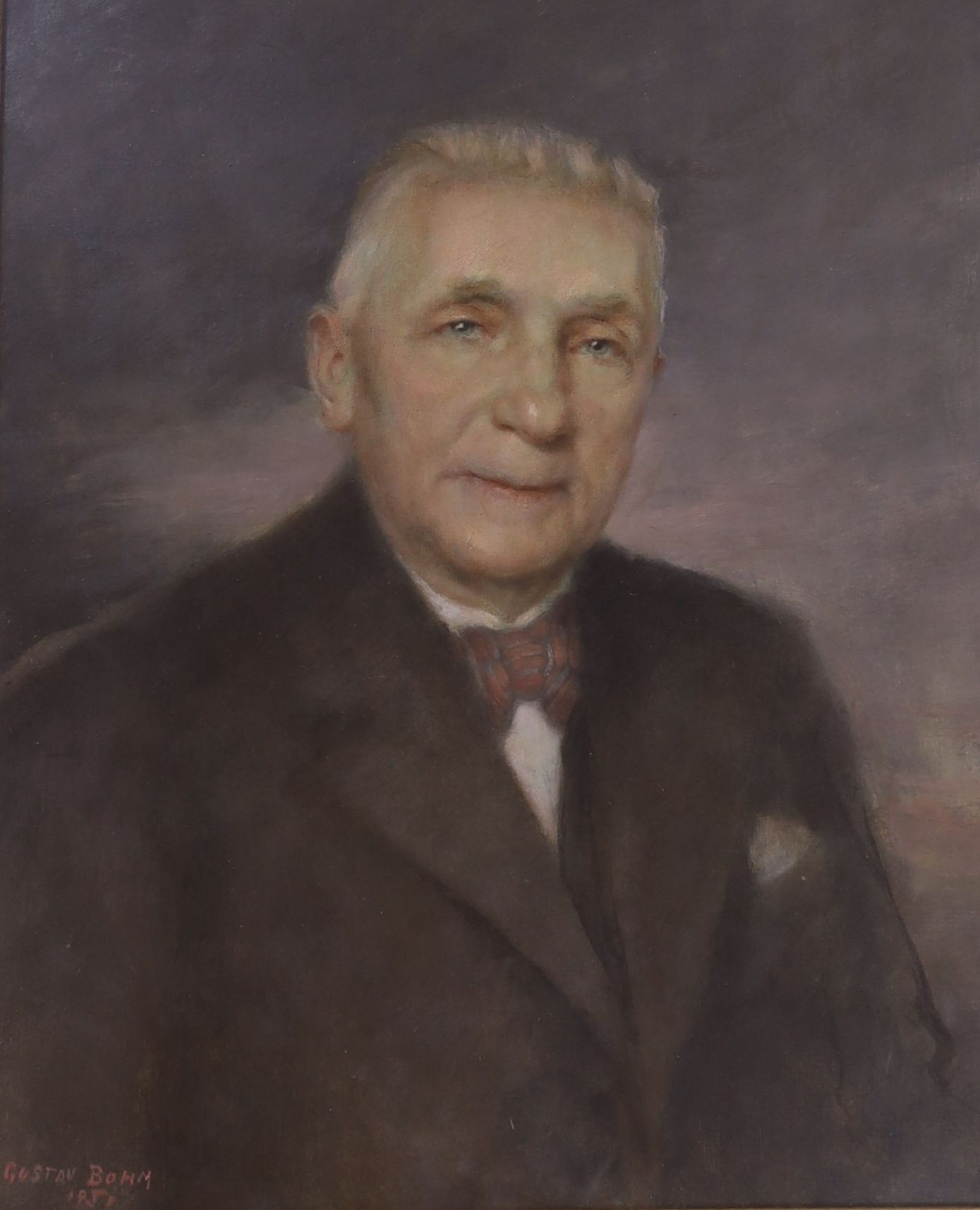 Gustav Bohm (b.1885), oil on board, Portrait of a gentleman, signed and dated 1951, 51 x 42cm